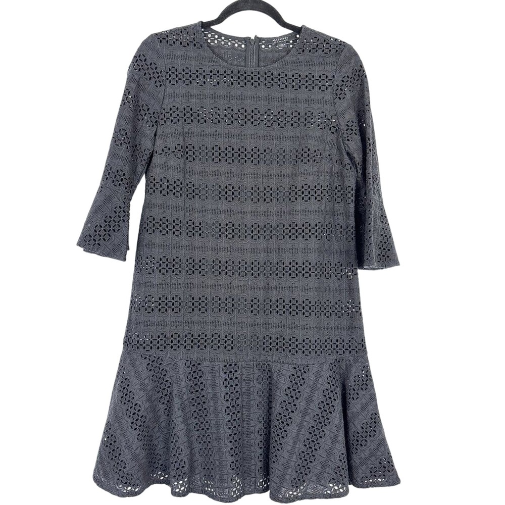 AllSaints Dress Women's Size 6 Black Cotton‎ Dakota Ruffle Bell Sleeve Boho